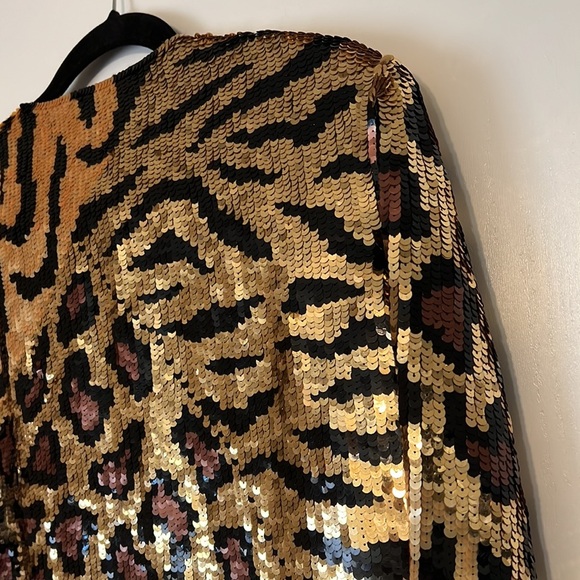Vintage 1980’s Sequined Leopard Blazer French Collizioni Size L - Picture 12 of 12